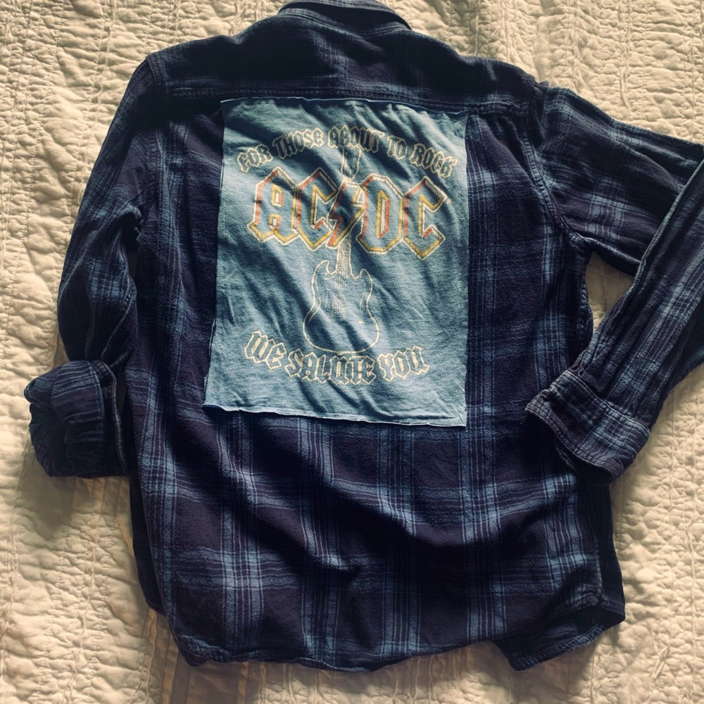 Custom AC/DC Rock Flannel Mens sized Small